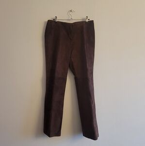 genuine leather petite brown suede pants